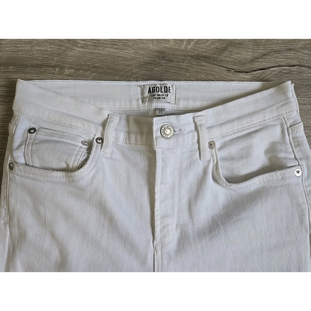 AGOLDE White High Rise Distressed Frayed Raw Hem Skinny Jeans Women's Size 29 - Picture 2 of 6